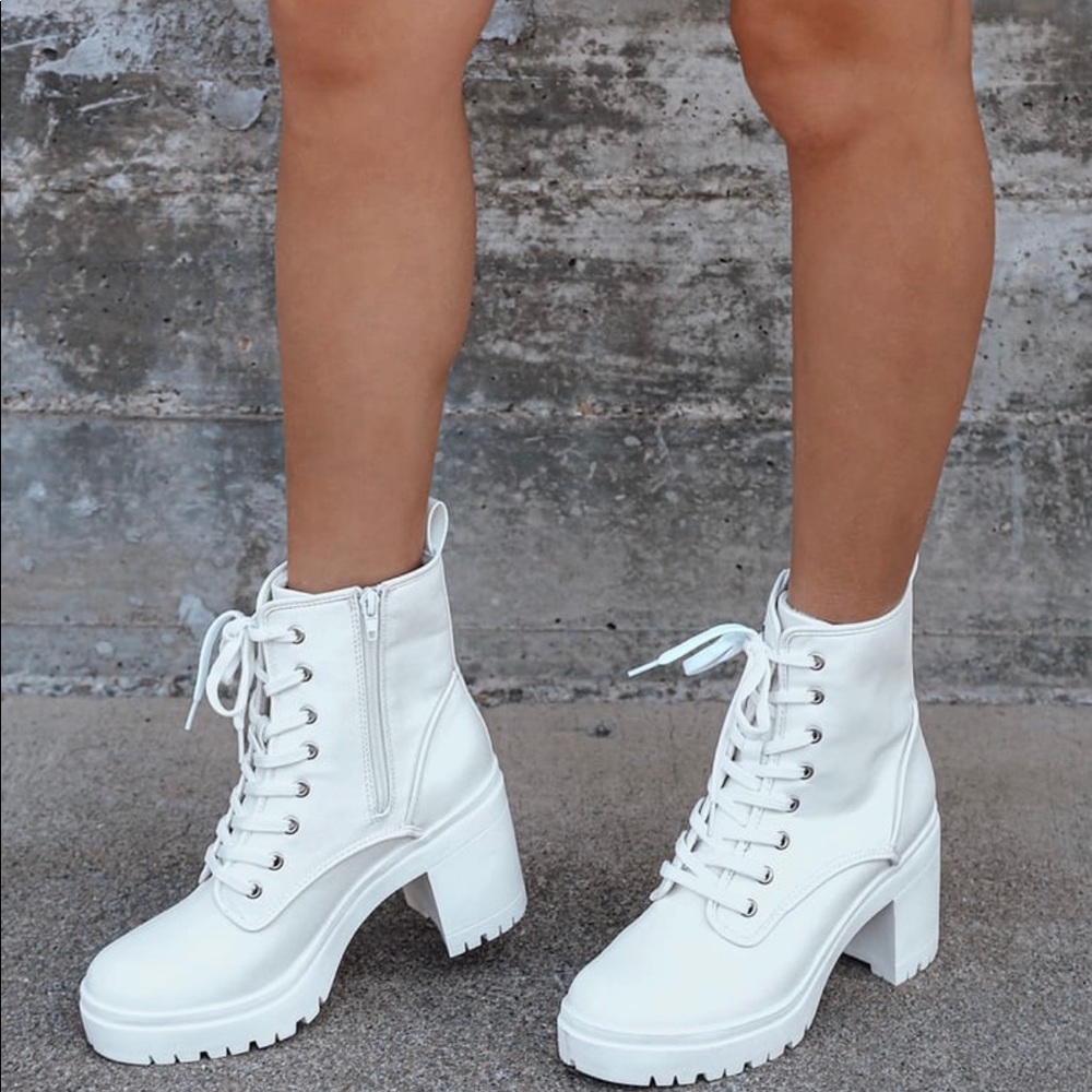 White Platform Lace Up boots LuLu’s Riana